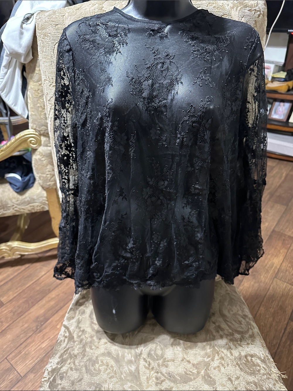 Victoria's Secret Black Sheer Lace Blouse